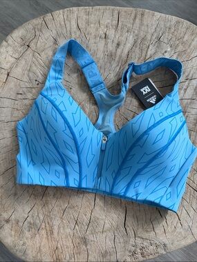 Adidas X Ivy Park Light Blue Front-Zip High Support Sports Bra